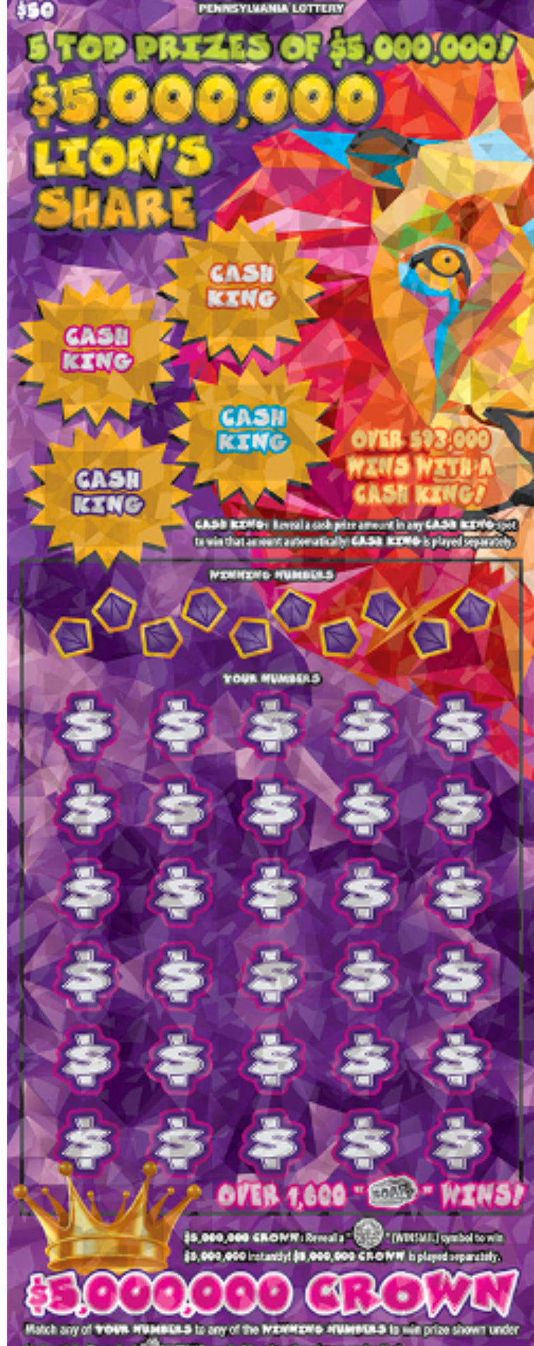 (12) Lion Share Lotto Tix #2 S/N 46868