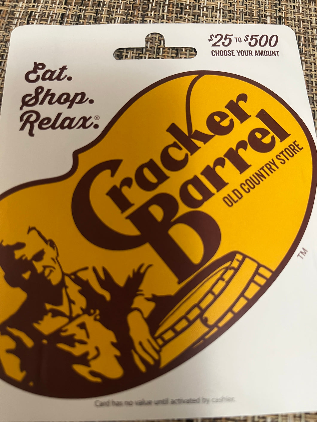 $75 Cracker Barrel GC #3 S/N 50526