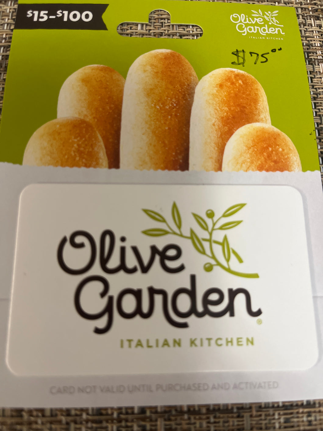 $75 Olive Garden GC #3 S/N 69904